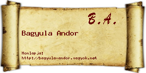 Bagyula Andor névjegykártya