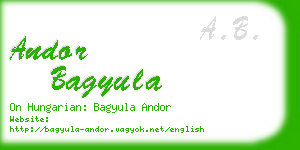 andor bagyula business card